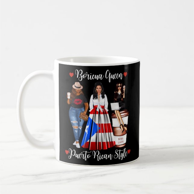 Puerto Rican Stil Boricua Queen Mammor Puerto Rico Kaffemugg (Vänster)