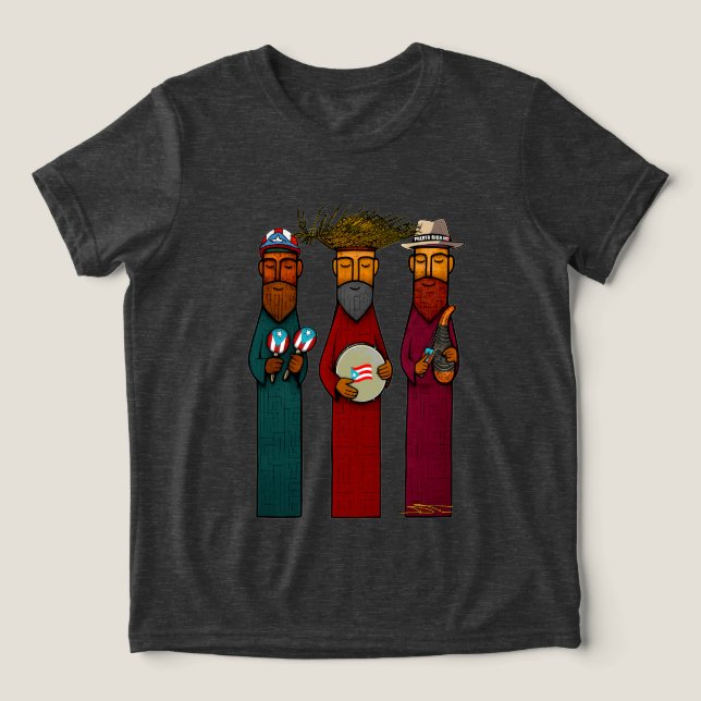 Puerto Rican Three Kings with Musical Parranda T Shirt (Design Framsida)