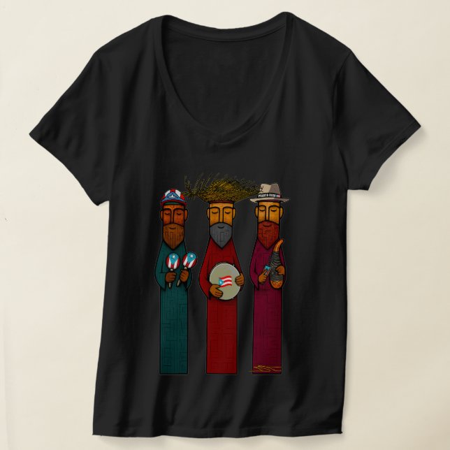 Puerto Rican Three Kings with Musical Parranda T Shirt (Laydown)
