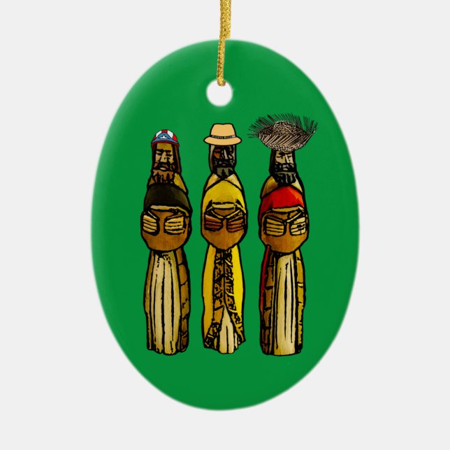 Puerto Rican Three Wise Manar Ceramic Ornament (Framsidan)