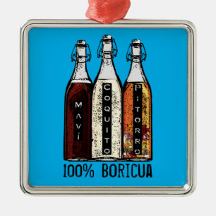 Puerto Rican Traditional Drinks 100 % Boricua Julgransprydnad Metall