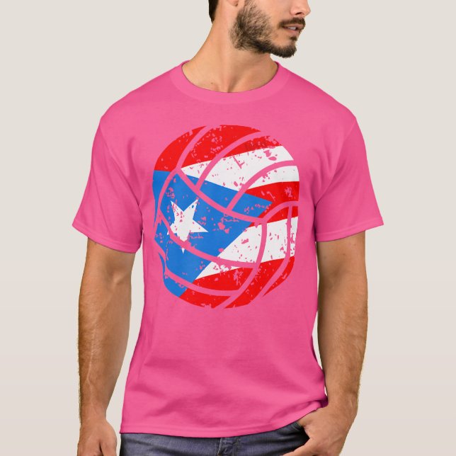 Puerto Rican Volleyball Proud Boricua Flagga Puert T Shirt (Framsida)