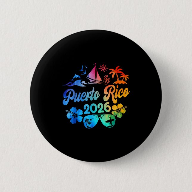 Puerto Rico 2026 Vacation Beach Tie Dye Trip Summe Knapp (Framsida)