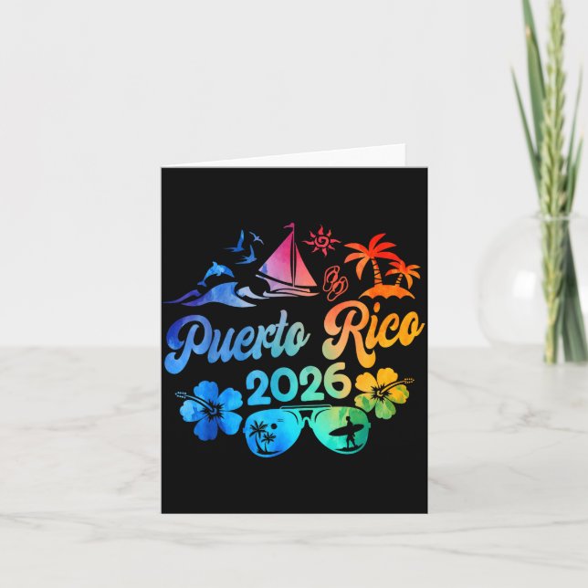 Puerto Rico 2026 Vacation Beach Tie Dye Trip Summe Kort (Framsida)