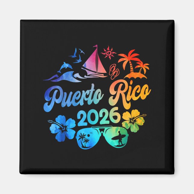 Puerto Rico 2026 Vacation Beach Tie Dye Trip Summe Magnet (Framsidan)