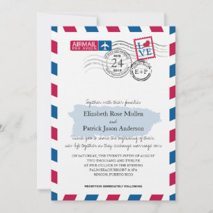 Puerto Rico Airmail bröllopsinbjudan Inbjudningar