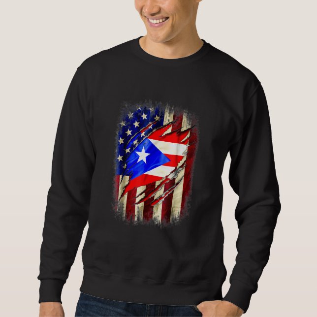Puerto Rico american flag Lång Ärmad Tröja (Framsida)