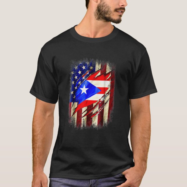 Puerto Rico american flag T Shirt (Framsida)