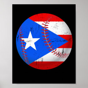 Puerto Rico Baseball Flagga T-Shirt Poster