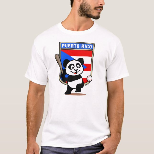 Puerto Rico Baseball Panda (ljusskjortor) Tee (Framsida)