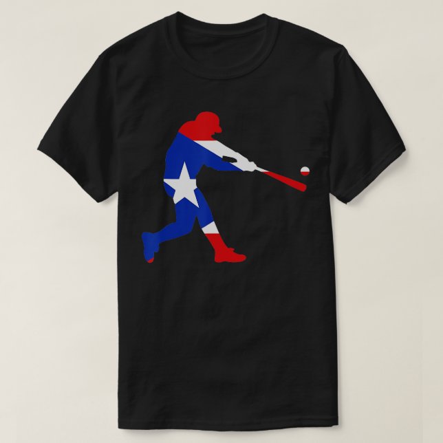 Puerto Rico Baseball PR Batter Classic Flagga Bori T Shirt (Design framsida)