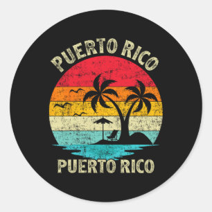Puerto Rico Beach Puerto Rico Vintage Family Vacat Runt Klistermärke