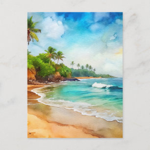 Puerto Rico Beach Watercolor Vykort