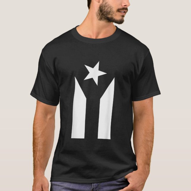 Puerto Rico Black Flagga Protest T Shirt (Framsida)