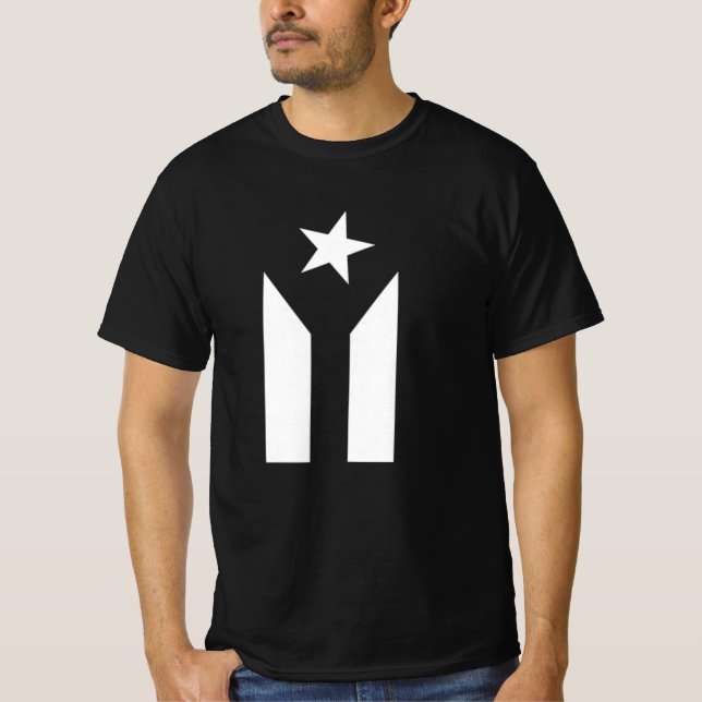 PUERTO RICO BLACK FLAGGA T-Shirt (Framsida)