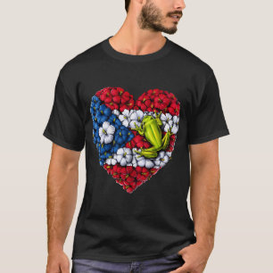 Puerto Rico Blommigt Hjärta T Shirt