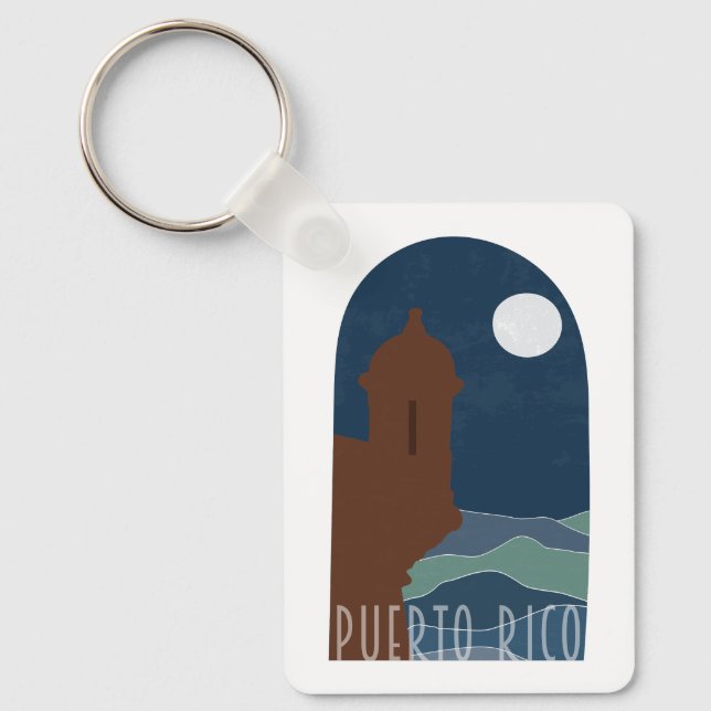 Puerto Rico BOHO Garita på natten Nyckelring (Framsida)