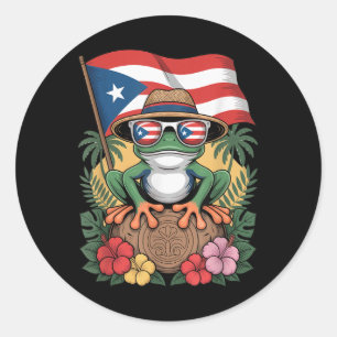 Puerto Rico Boricua Coqui Groda Taino Sol Puerto R Runt Klistermärke
