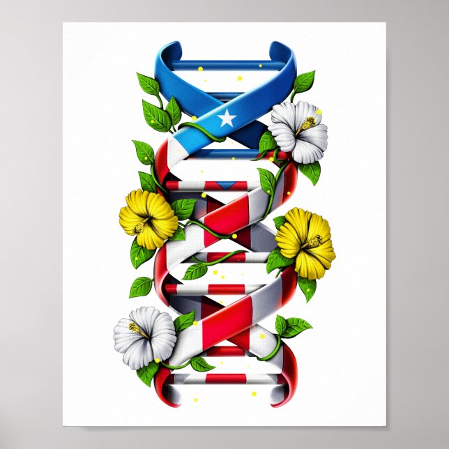 Puerto Rico Boricua DNA-kedja Poster (Framsidan)