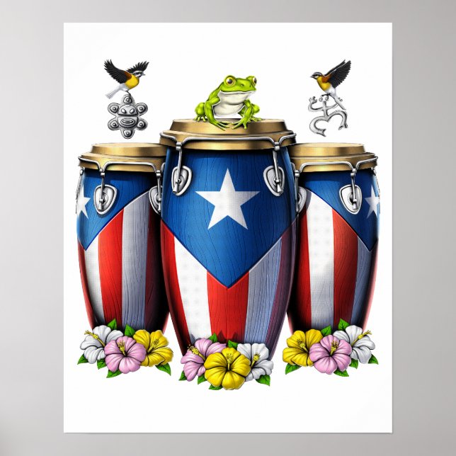 Puerto Rico Boricua Drums Poster (Framsidan)