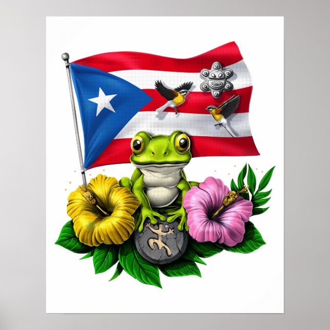 Puerto Rico Boricua Flagga Poster (Framsidan)