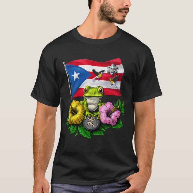 Puerto Rico Boricua Flagga T Shirt (Framsida)