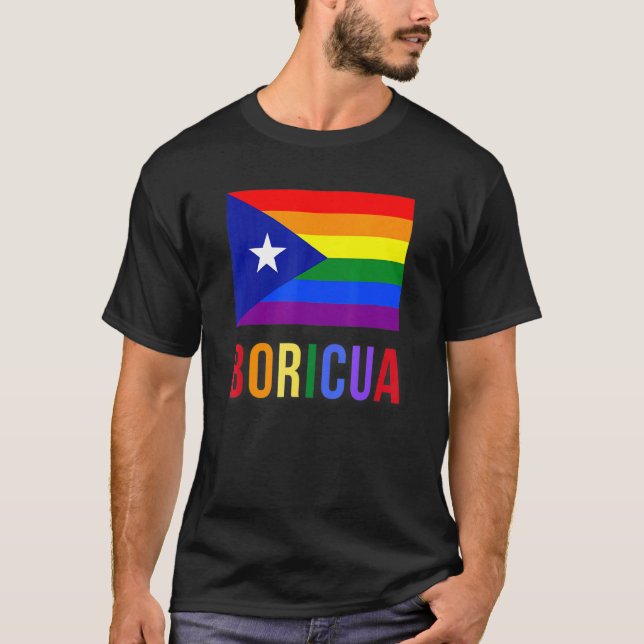 Puerto Rico Boricua Gay pride Lgbt Rainbow Wepa T Shirt (Framsida)