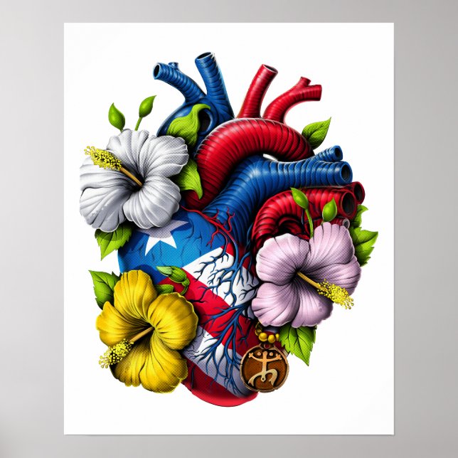 Puerto Rico Boricua Heart Poster (Framsidan)