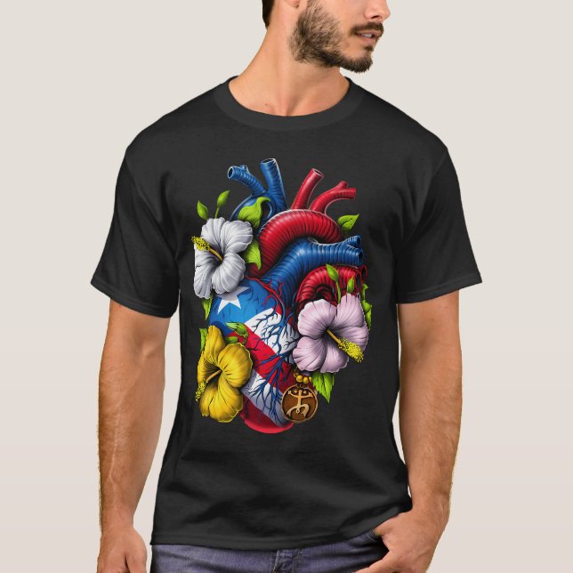 Puerto Rico Boricua Hjärta T Shirt (Framsida)