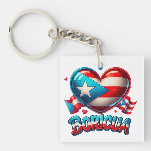 Puerto Rico Boricua Kärlek Heart Flagga (Framsidan)