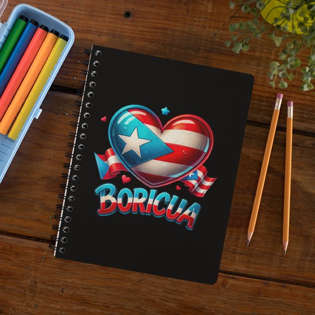 Puerto Rico Boricua Kärlek Heart Flagga Anteckningsbok (Puerto Rico Boricua Love Heart Flag Notebook)