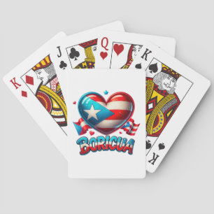 Puerto Rico Boricua Kärlek Heart Flagga Casinokort