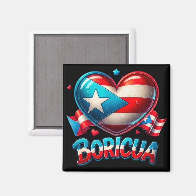Puerto Rico Boricua Kärlek Heart Flagga Magnet (Front/Back)