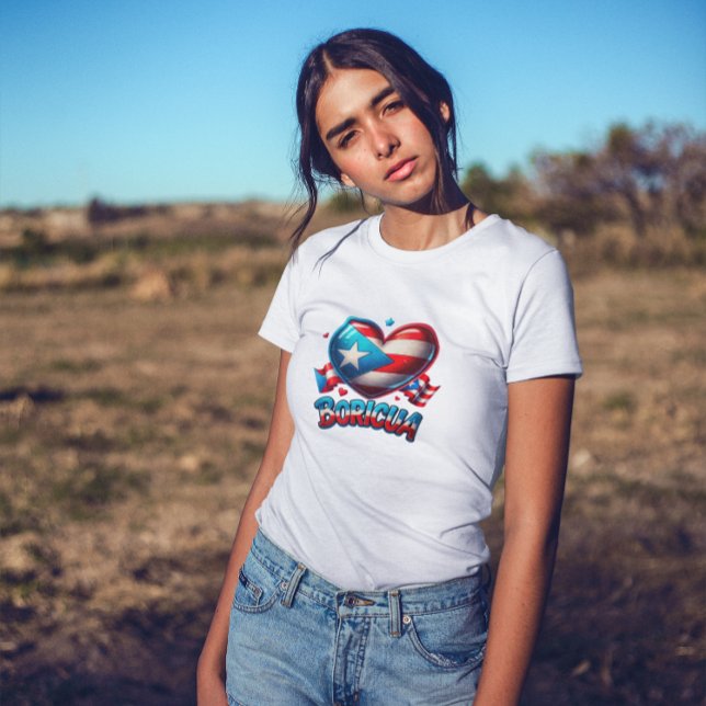 Puerto Rico Boricua Kärlek Heart Flagga T Shirt (Cute Puerto Rico Boricua Love Heart Flag T-Shirt)