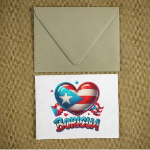Puerto Rico Boricua Kärlek Heart Flagga Vykort