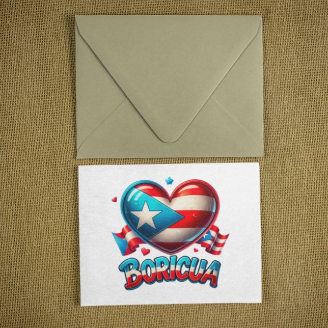 Puerto Rico Boricua Kärlek Heart Flagga Vykort (Puerto Rico Boricua Love Heart Flag Postcard)