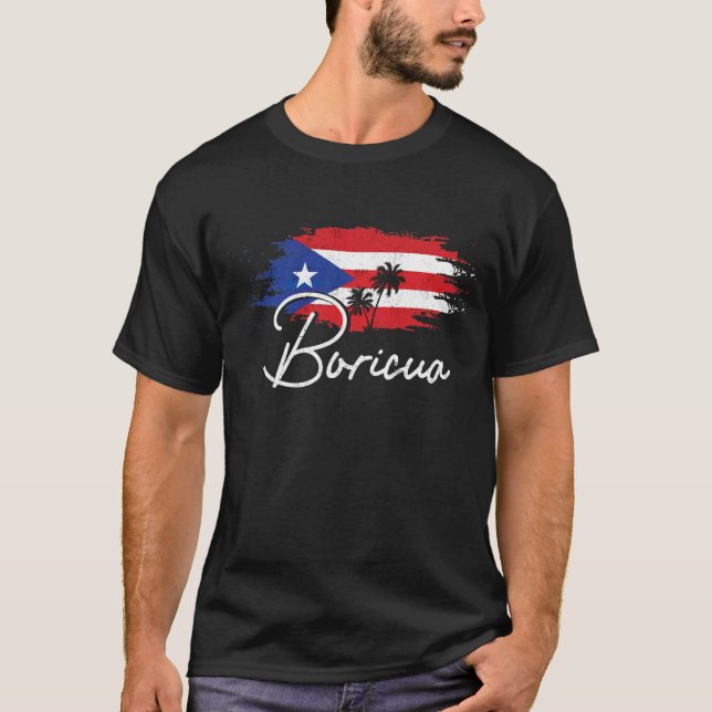 Puerto Rico Boricua Puerto Rican Flag Pride T Shirt (Framsida)