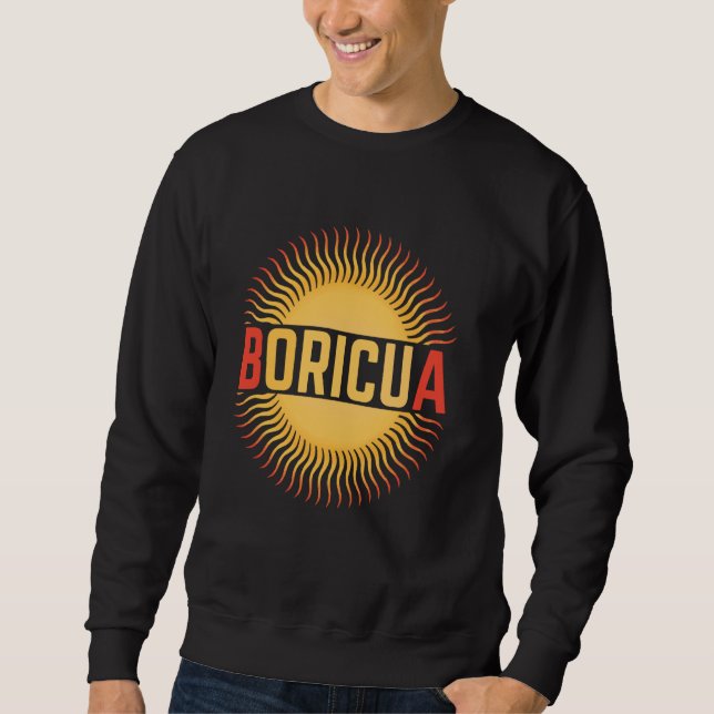 Puerto Rico Boricua Sunset Graphic Lång Ärmad Tröja (Framsida)