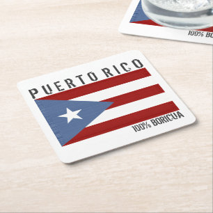 Puerto Rico Boricua Underlägg Papper Kvadrat
