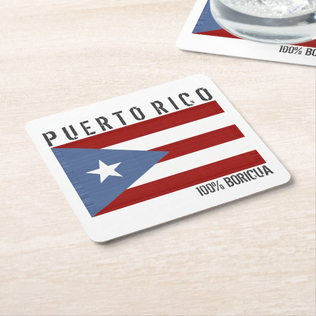 Puerto Rico Boricua Underlägg Papper Kvadrat (Vinklad)
