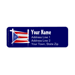 Puerto Rico borstar flagga Returadress Etikett