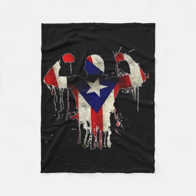 Puerto Rico Boxing Handskar Boxeo Shirt Ropa Uni Fleecefilt (Framsidan)