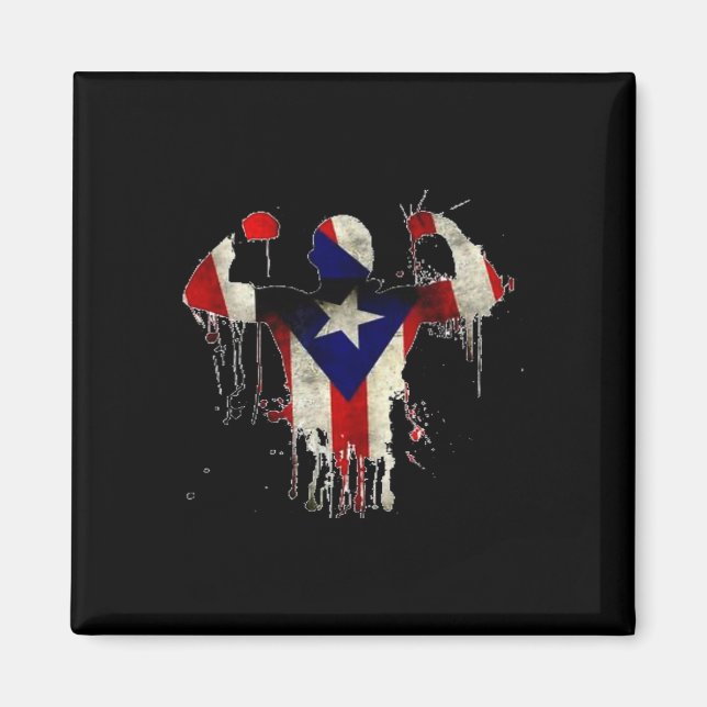 Puerto Rico Boxing Handskar Boxeo Shirt Ropa Uni Magnet (Framsidan)