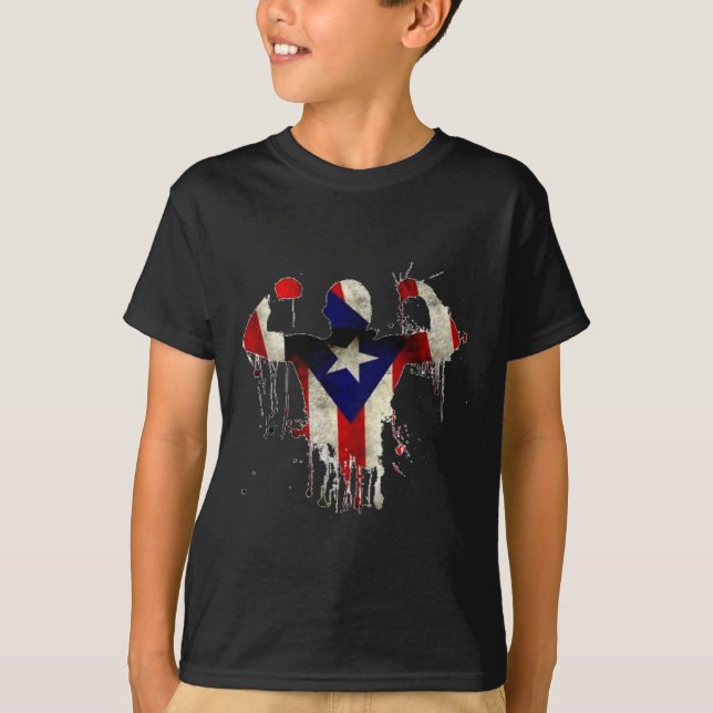 Puerto Rico Boxing Handskar Boxeo Shirt Ropa Uni T Shirt (Framsida)