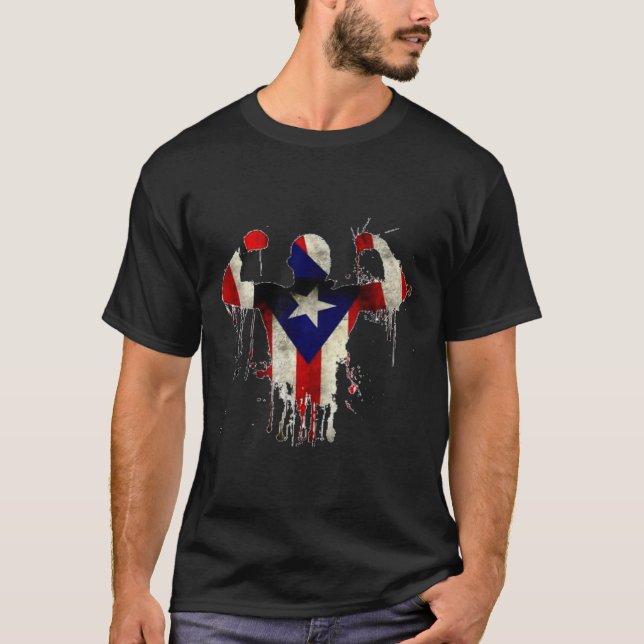 Puerto Rico Boxing Handskar Boxeo Shirt Ropa Uni T Shirt (Framsida)