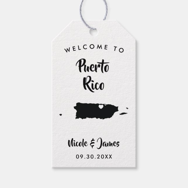 Puerto Rico Bröllop Welcome Bag Märkre, Karta Presentetikett (Framsidan)