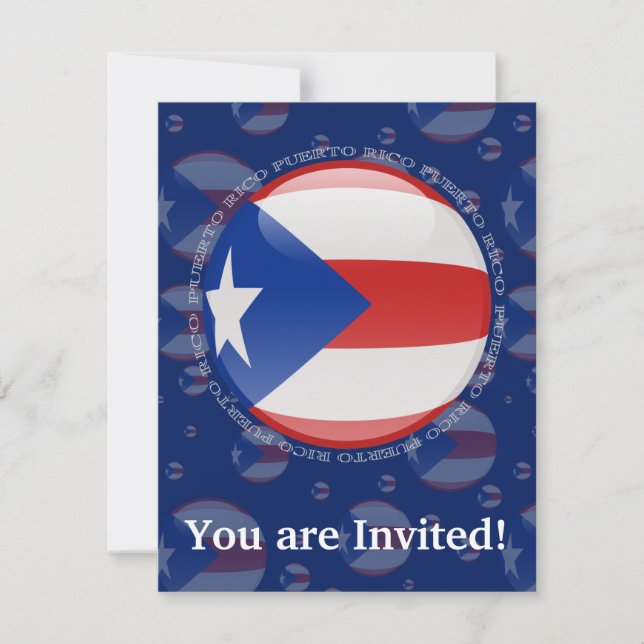 Puerto Rico Bubble Flagga Inbjudningar (Framsida)