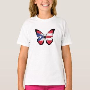 Puerto Rico Butterfly Flagga T Shirt