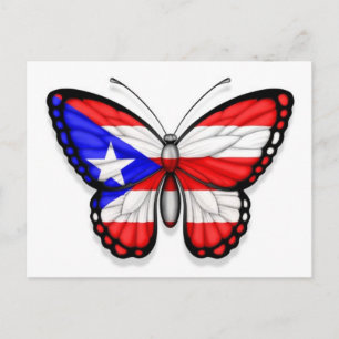 Puerto Rico Butterfly Flagga Vykort