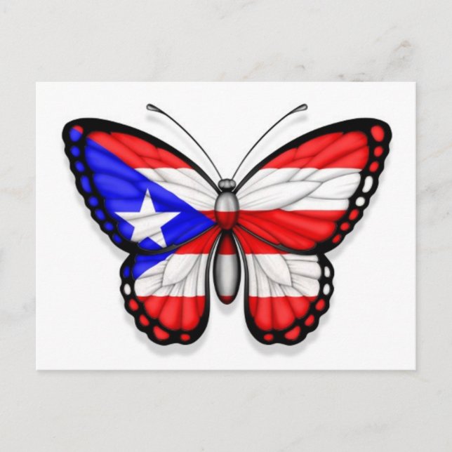 Puerto Rico Butterfly Flagga Vykort (Framsida)